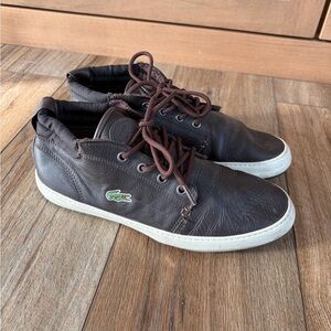 Lacoste Brown leather chukka style sneakers. Men’s size:8.5. Classic, Preppy
